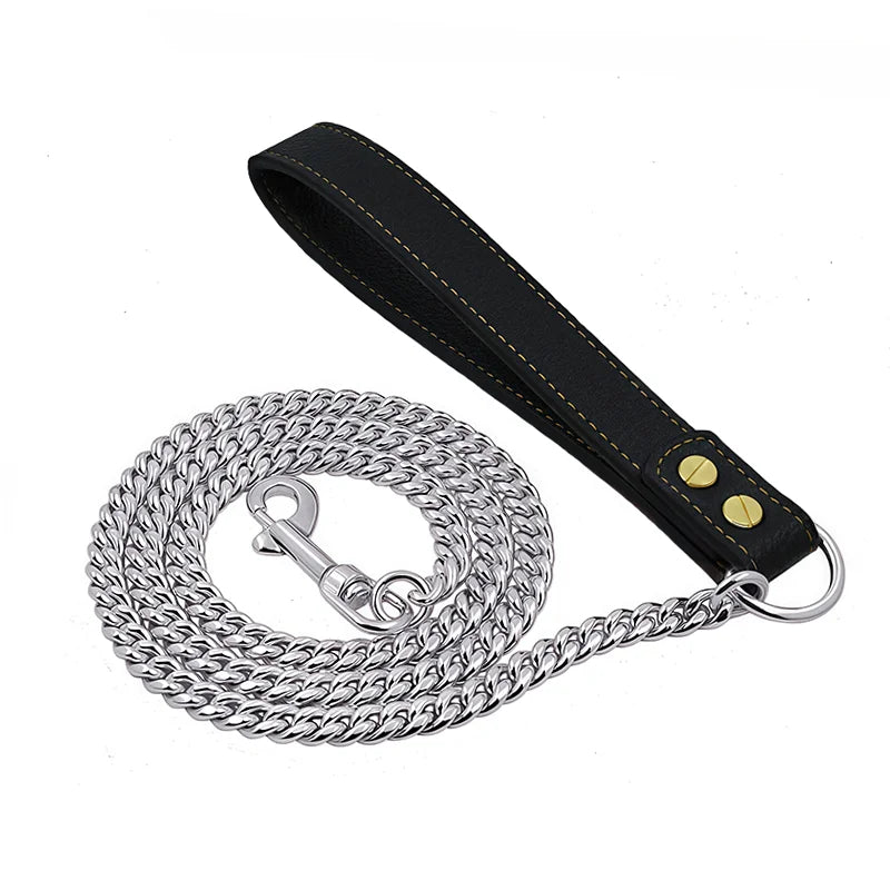 Golden Dog Leash Stainless Steel Pet Chain Strong Metal Dog Lead Chain for Small Medium Large Dog Labrador Retriever Dobermann