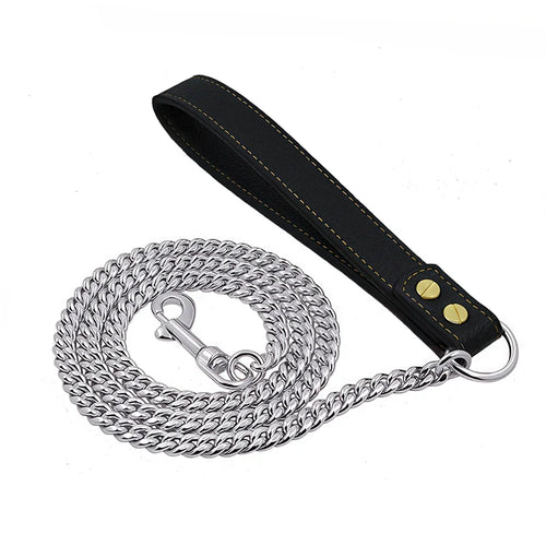 Golden Dog Leash Stainless Steel Pet Chain Strong Metal Dog Lead Chain for Small Medium Large Dog Labrador Retriever Dobermann